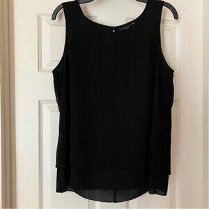APT 9 Black Crinkle Chiffon Tank Top L